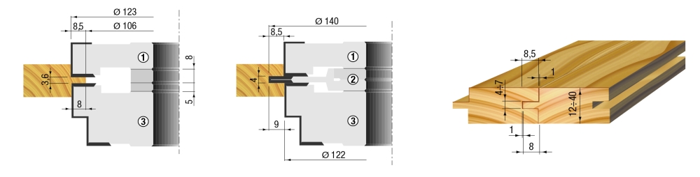 Wendeplatten Nut-und Federfräser-Set 140x-x30xZ=2+4+4+2 V=12